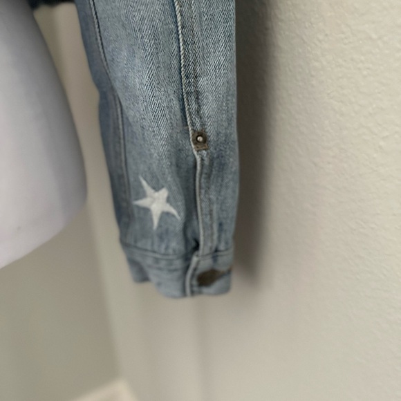 Pistola Brando Star Embroidery Denim Jacket in a light wash with a raw hem. - Picture 5 of 14